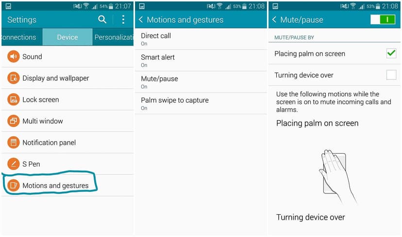 motion dan gesture note 4