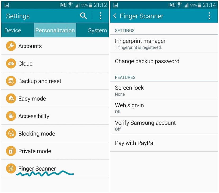 fingerprint sensor note 4