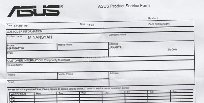 klaim garansi asus