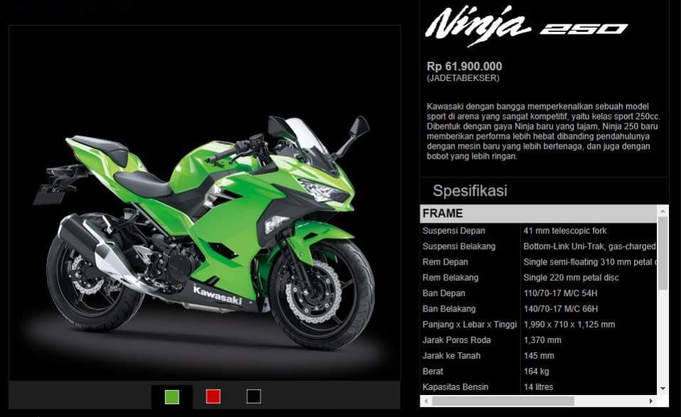 harga kawasaki ninja 250 2018