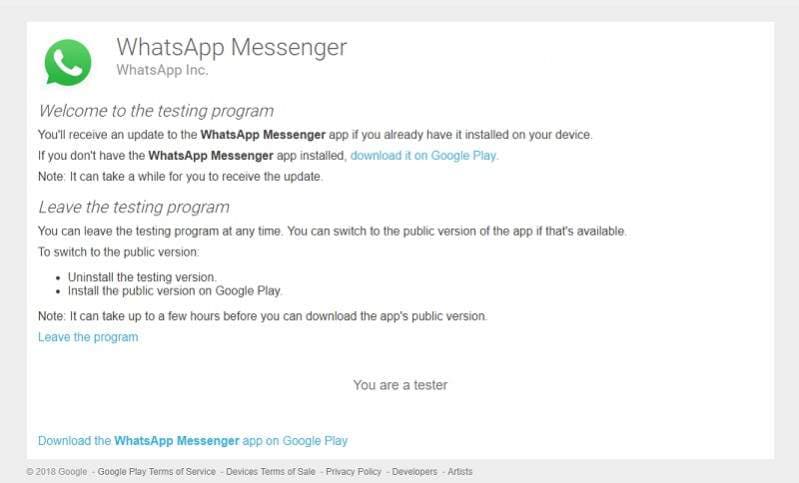 whatsapp beta testing