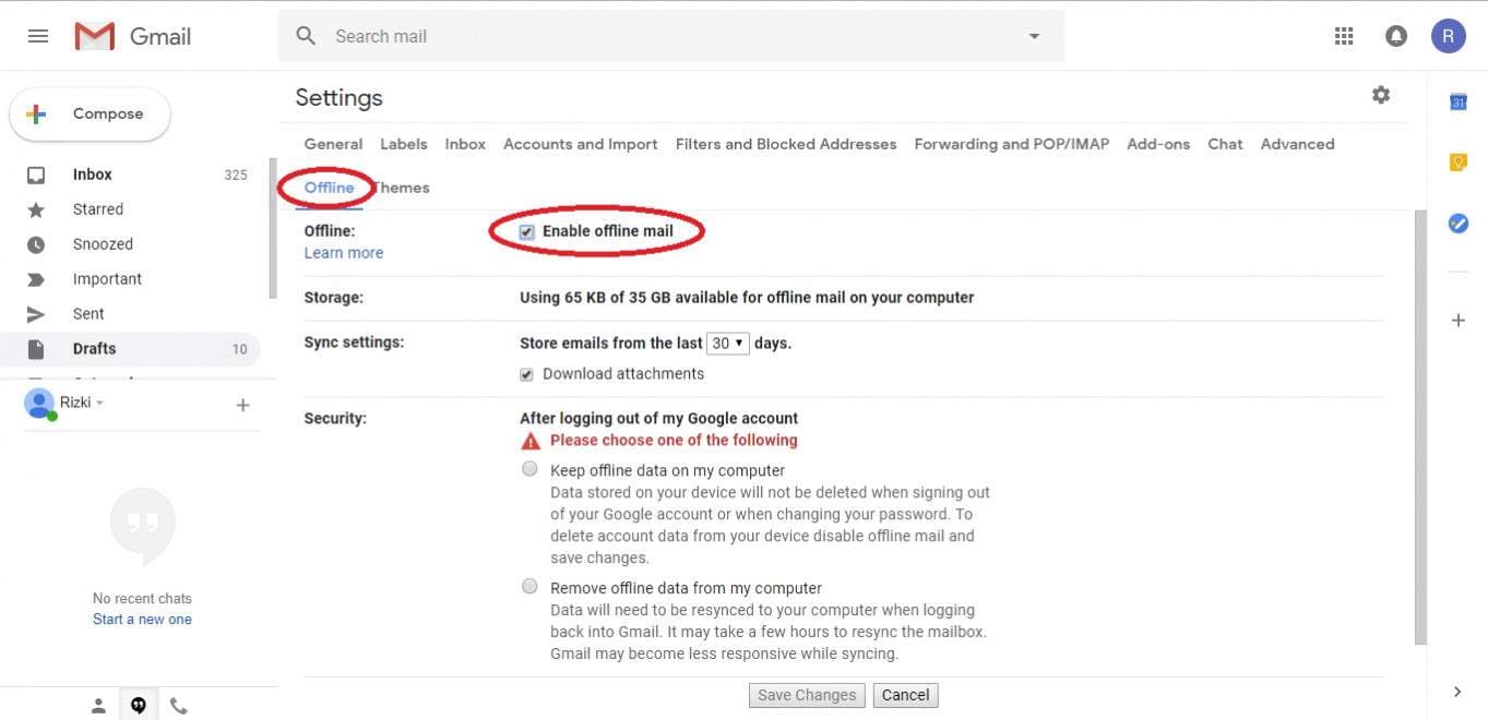 gmail offline