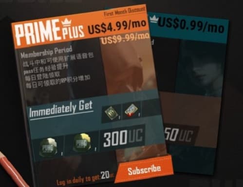 Harga Subscription PUBG Mobile Prime Plus