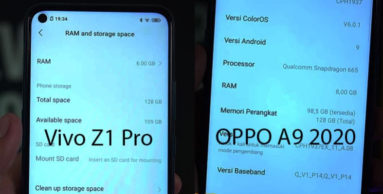 vivo z1 pro vs oppo a9 2020