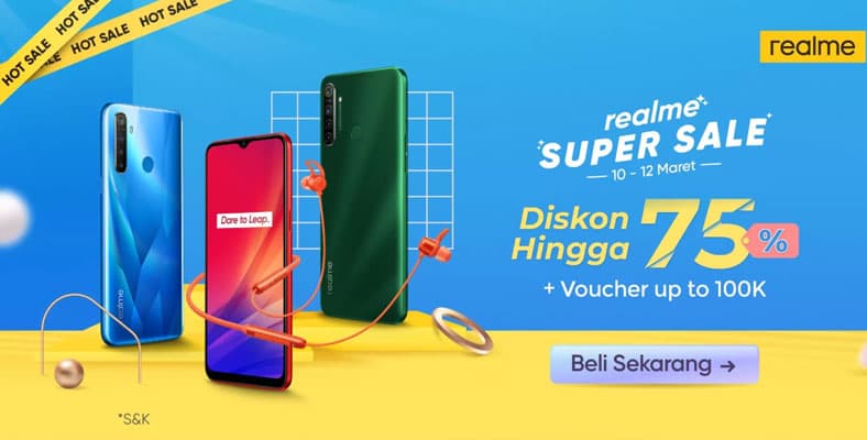 Hp realme Diskon Hingga Rp500 ribu di Promo Super Sale