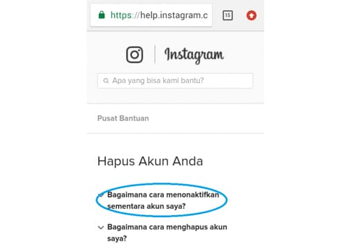 5. Klik Bagaimana menonaktifkan sementara akun saya?