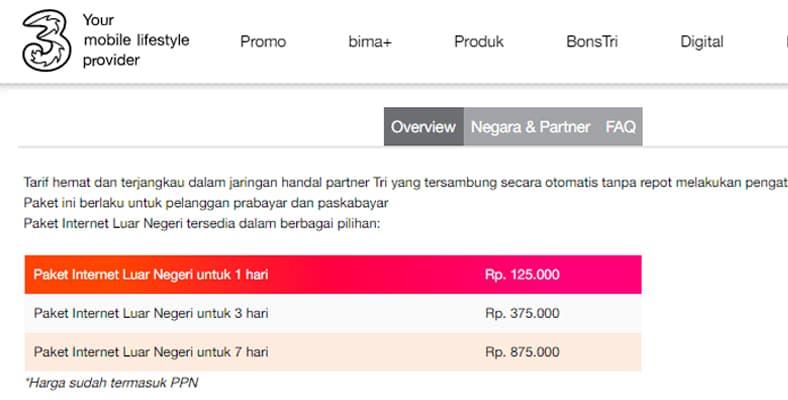 Paket Roaming 3