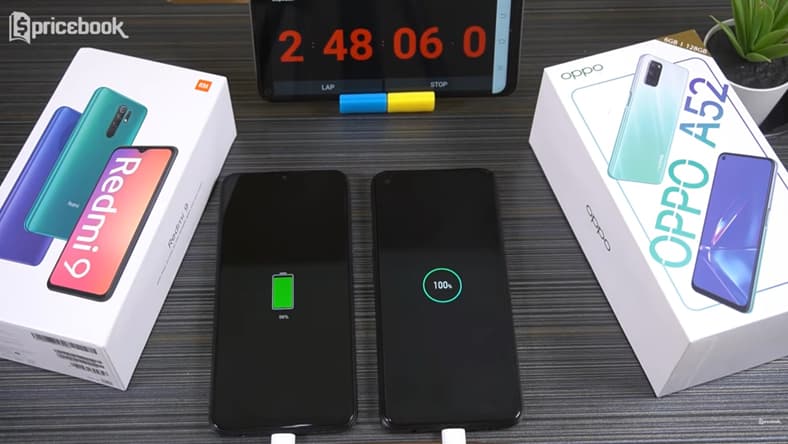 charging test redmi 9 oppo a52