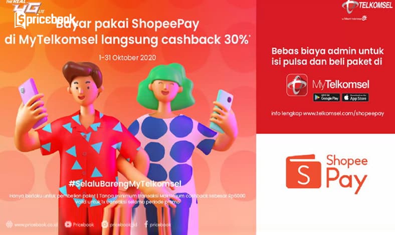 beli pulsa di mytelkomsel bayar pakai shopeepay