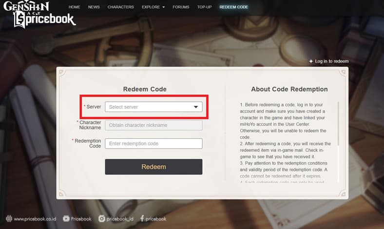 redeem code genshin impact