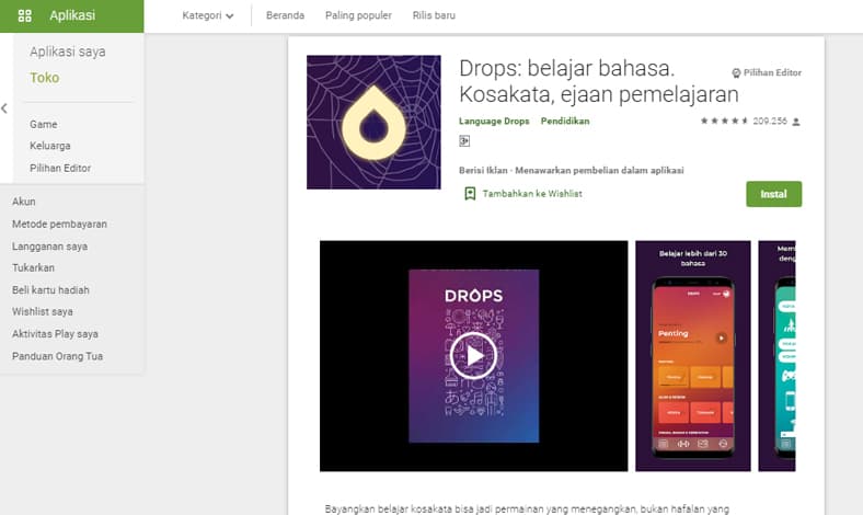 Aplikasi belajar bahasa asing