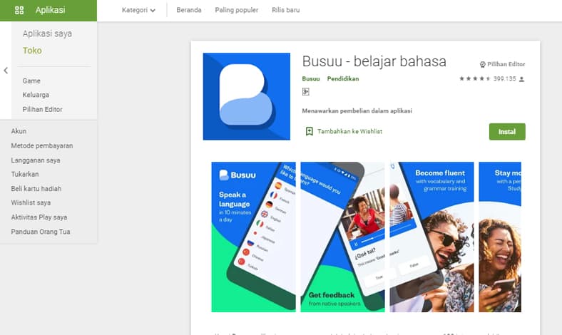 Aplikasi belajar bahasa asing