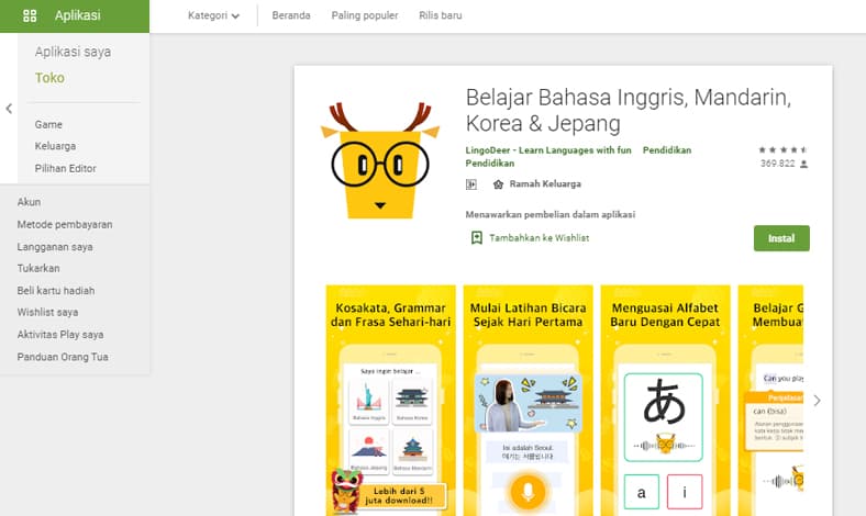 Aplikasi belajar bahasa asing