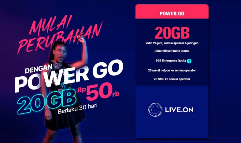 harga paket power go live.on