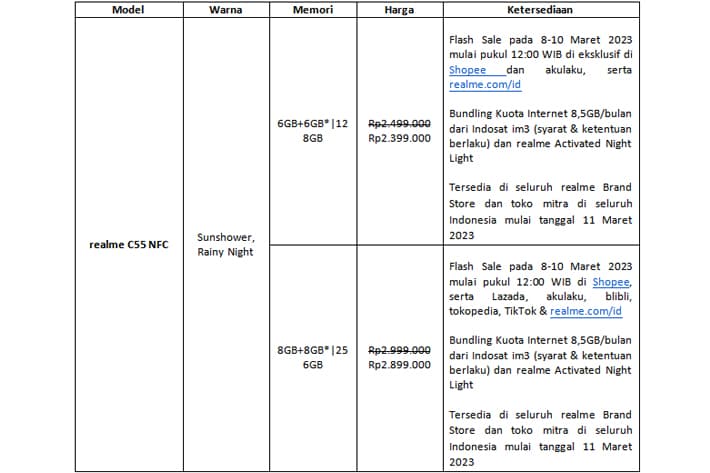 harga realme c55 nfc