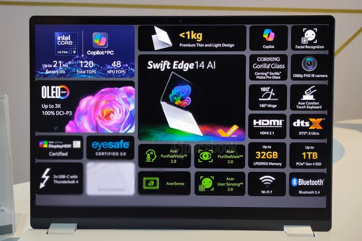 Swift Edge 14 AI merupakan laptop pertama di dunia dengan layar sentuh OLED 14 inci beresolusi 3K